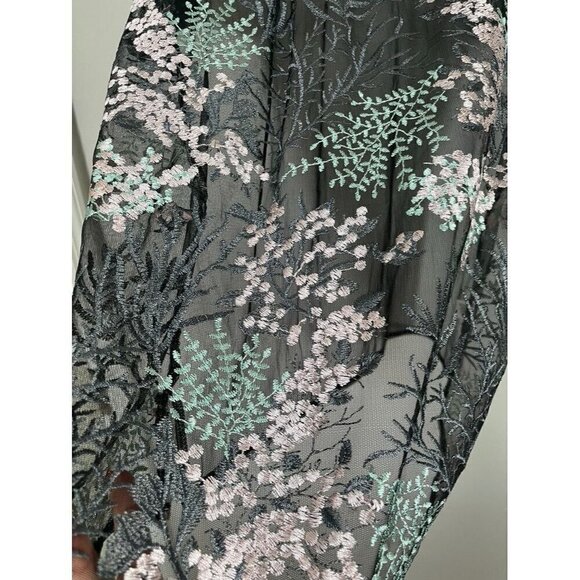 Lane Bryant Top Women 14 Black Sheer Floral Mesh Feminine Boho Western Classic - Picture 6 of 12